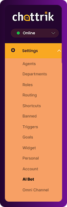 The Chattrik side navigation panel with Roles highlighted under Settings.